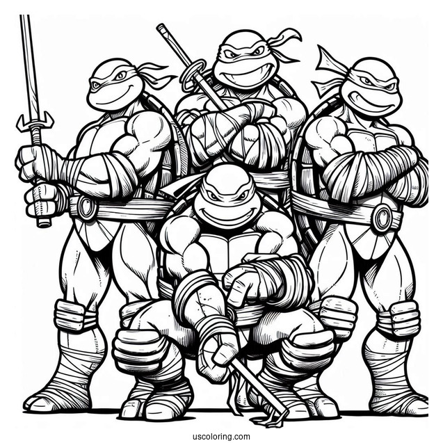 Cartoon Teenage Mutant Ninja Turtles Coloring Page