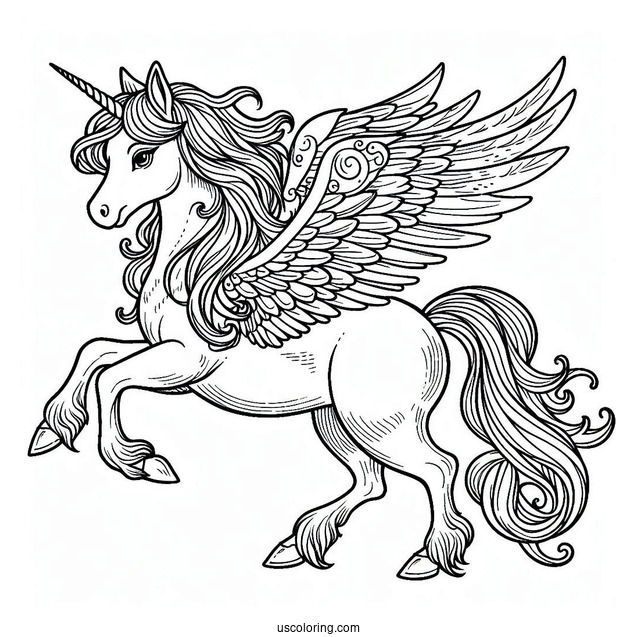 Easy Pegasus Coloring Page Outline For Kids
