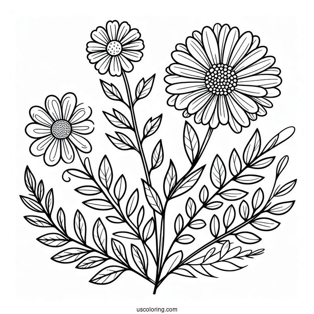 Flower Coloring Pages Of Easy Wildflowers For Preschoolers