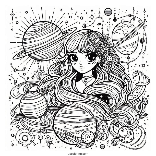 Simple Solar System Coloring Sheet For Kids