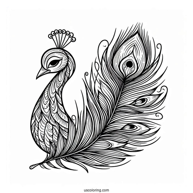 Peacock Bird Feather Coloring In
