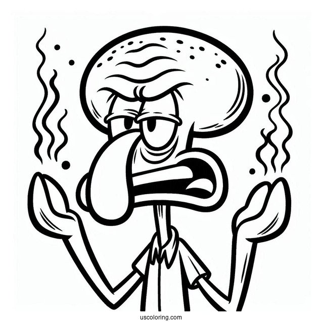 Squidward Complaining Coloring Page