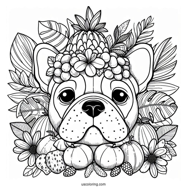 Rio Bulldog With Fruits On The Head