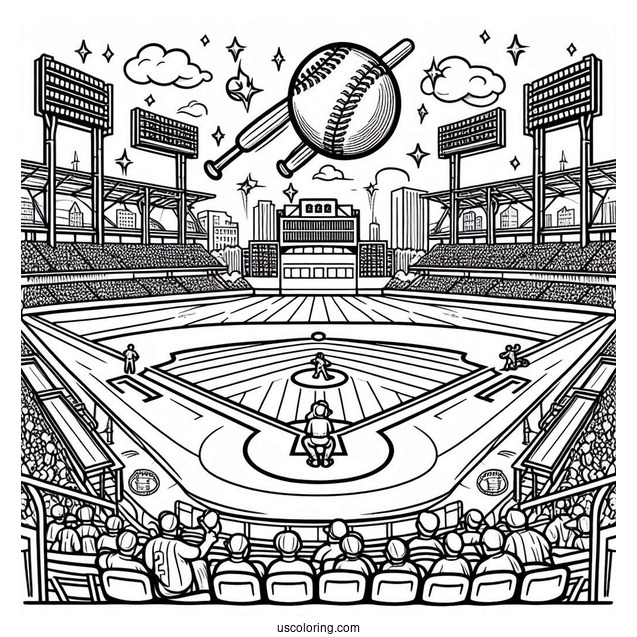 Baseball Stadium Coloring Page