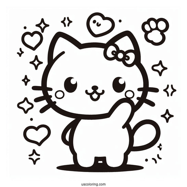 Sanrio Coloring Pages Of Chococat Waving For Kids
