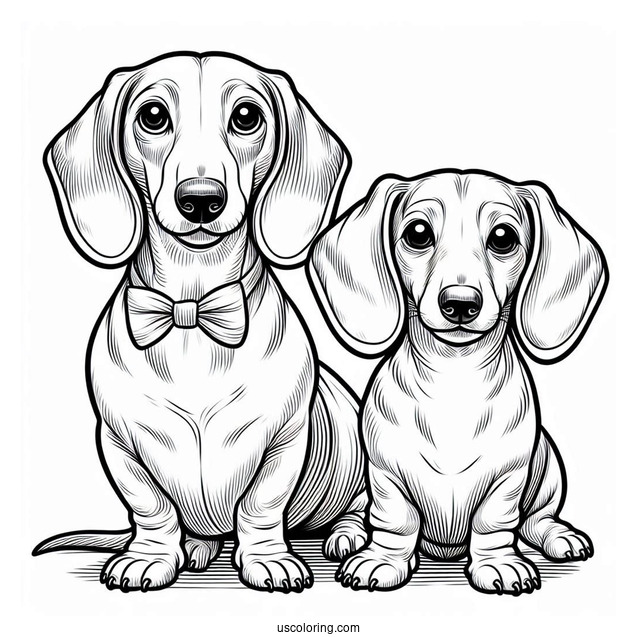 Two Dachshunds Posing For Picture