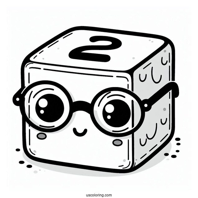 Cute Numberblocks Coloring Page 2 Wearing Eyeglasses