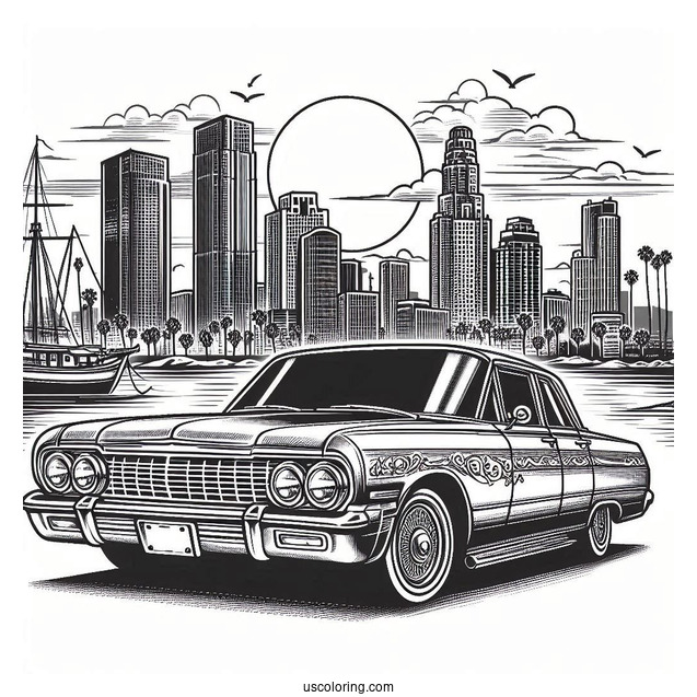 Parked Lowrider Coloring Page