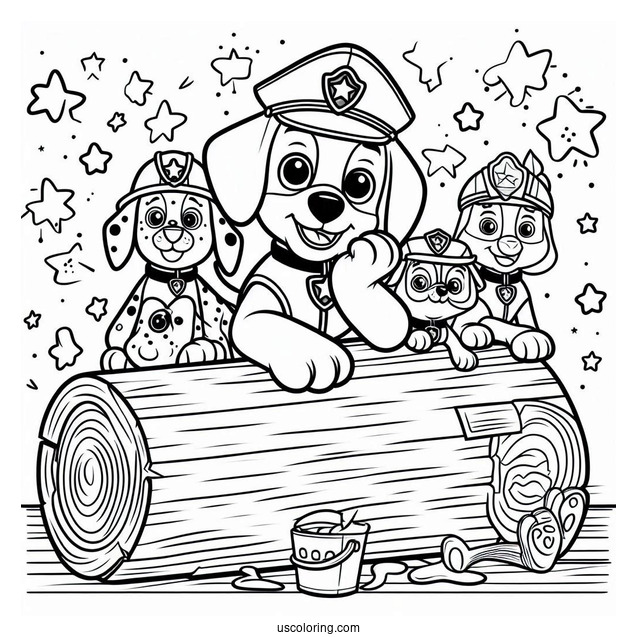 Paw Patrol Log With Friends Coloring Sheet