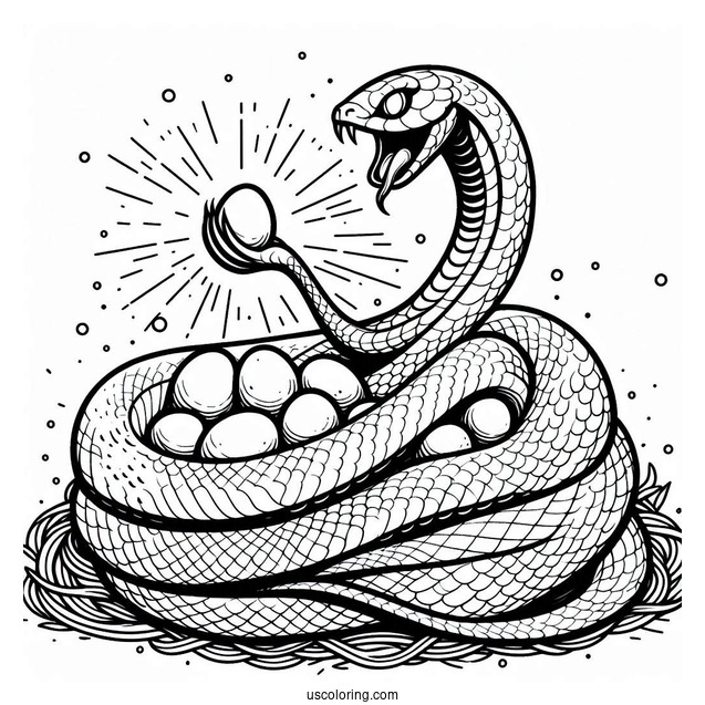 Mother Snake Protecting Eggs