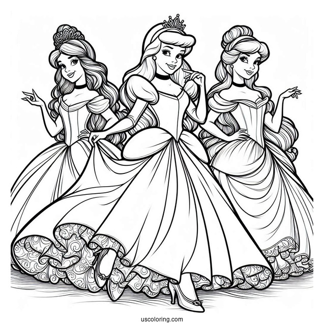 The Wicked Stepsisters From Cinderella Coloring Sheet