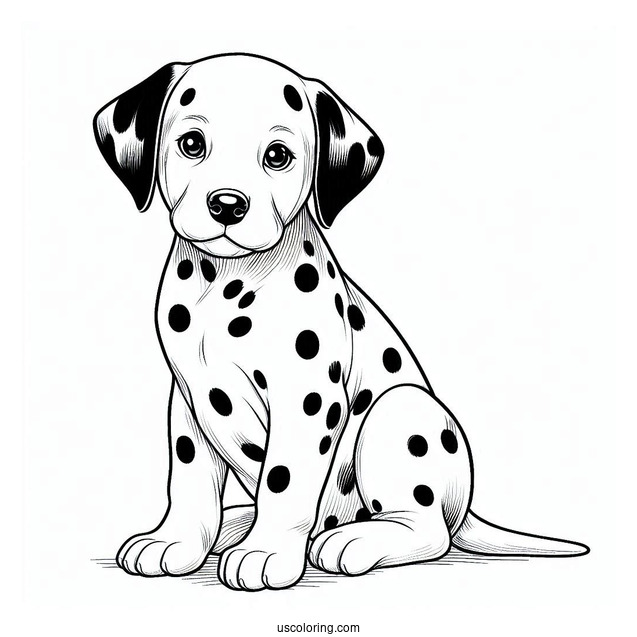 Dalmatian Puppy Sitting Coloring Page