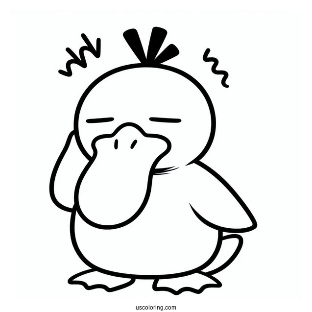 Simple Psyduck Coloring Page With A Headache