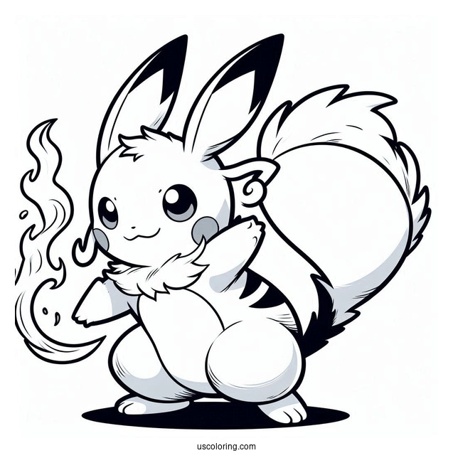 Alolan Raichu Coloring Page Using Tail To Attack