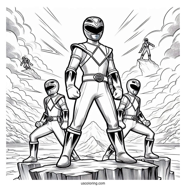 Power Rangers Super Megaforce Standing On Cliff