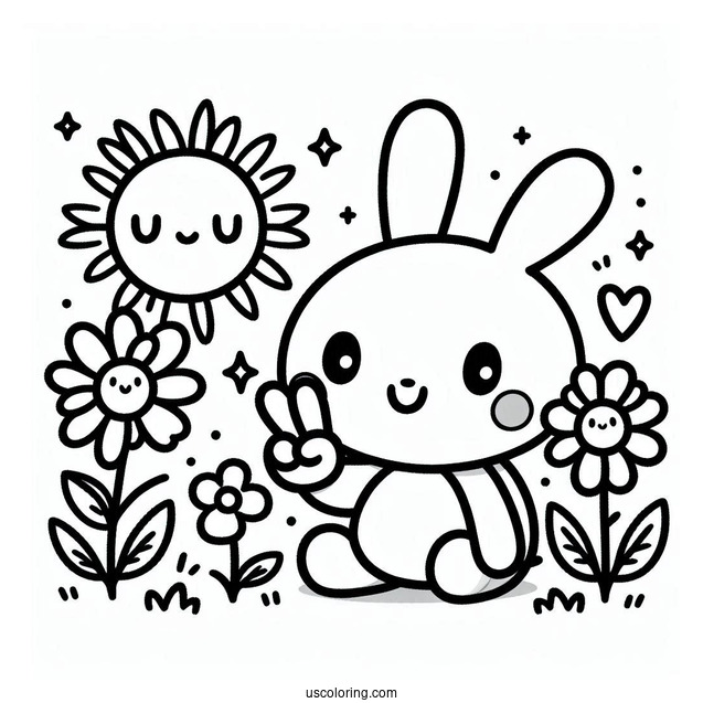 Sunny Bunnies Coloring Page Of S MARTY Making Peace Sign