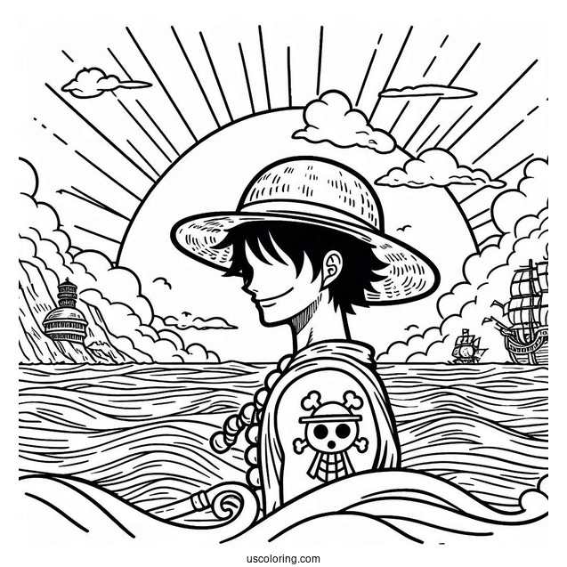 One Piece Coloring Page Of Straw Hat Pirates