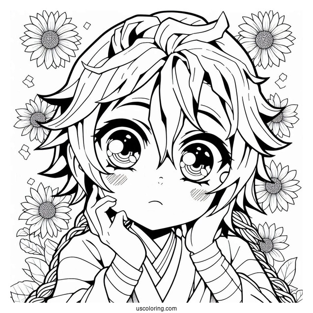 Sweet Tanjiro Coloring Page Catching Kanao Tsuyuri