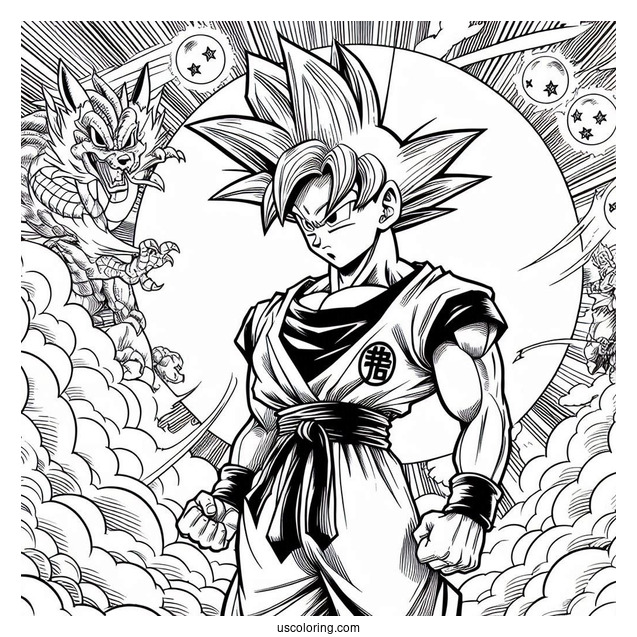 Manga Coloring Page Of Dragon Ball Z Detailed Panel