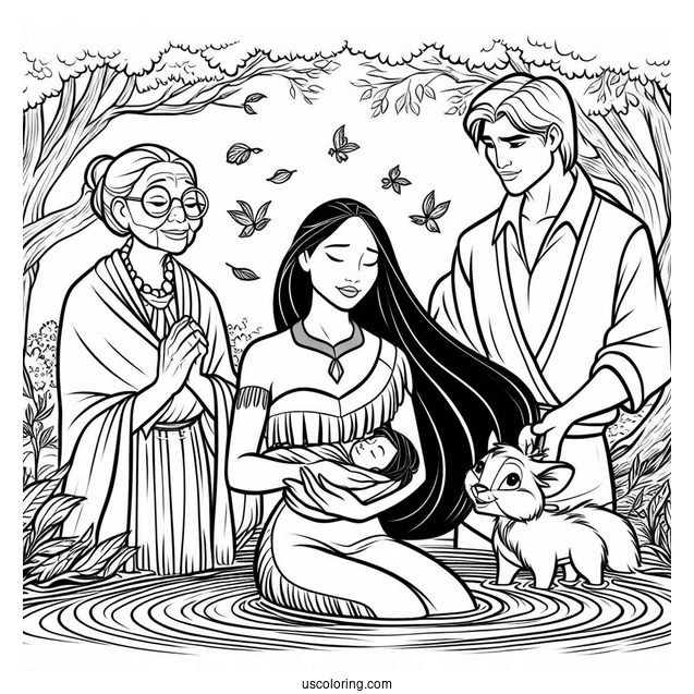 Pocahontas With Grandmother Willow, John Smith, And Meeko
