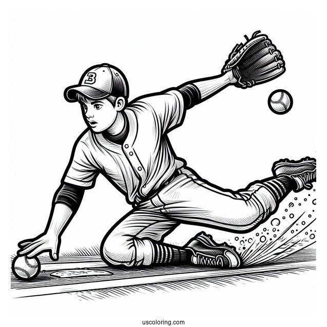 Baseball Player Sliding To Catch Ball