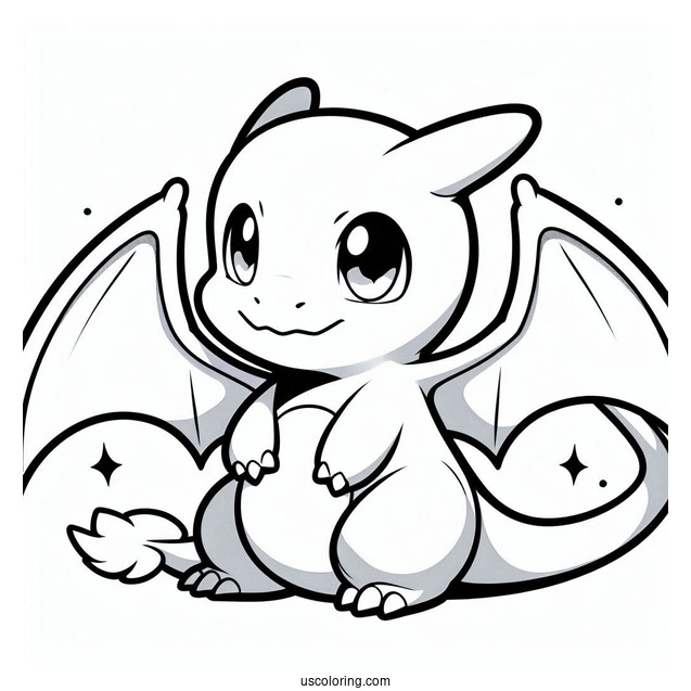 Cute Chibi Charizard Coloring In