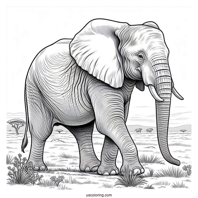 African Bush Elephant Walking On Plains