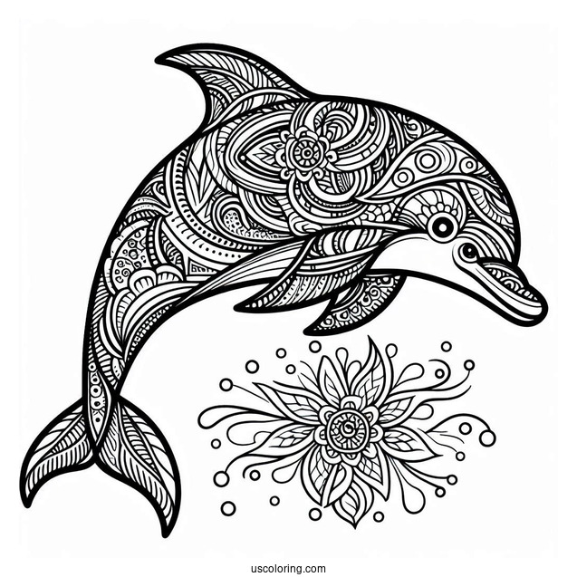 Mandala Dolphin Coloring Sheet For Adults