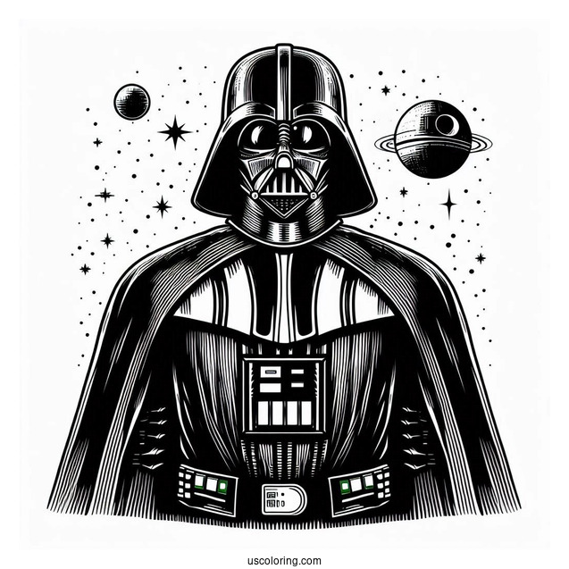 Easy Darth Vader Coloring Page For Kids