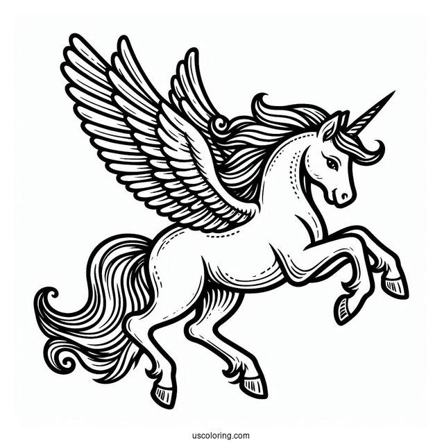 Easy Pegasus Coloring Page Outline For Kids