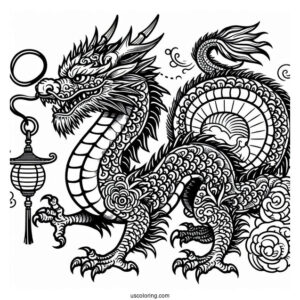 Japanese Themed Dragon To Color