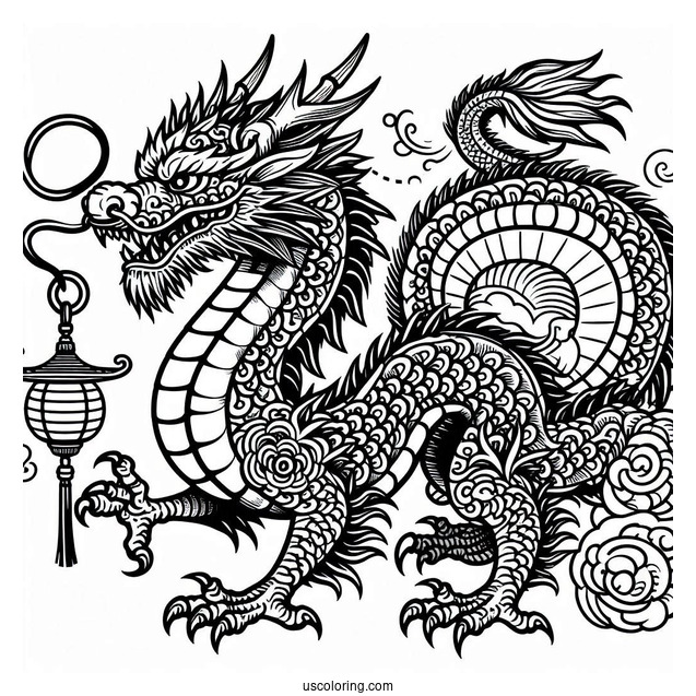 Japanese Themed Dragon To Color