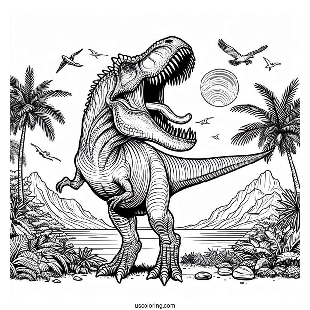 Scary Spinosaurus Coloring Page Roaring