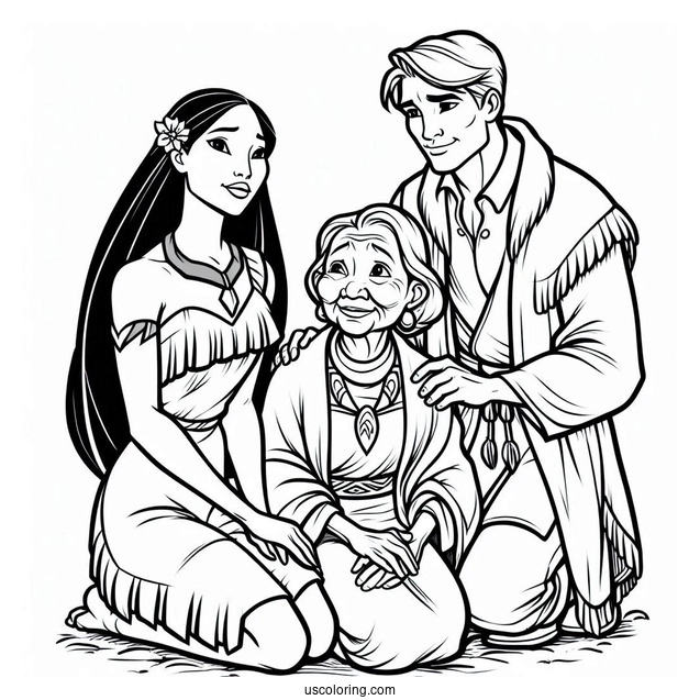 Pocahontas And John Smith With Grandmother Willow