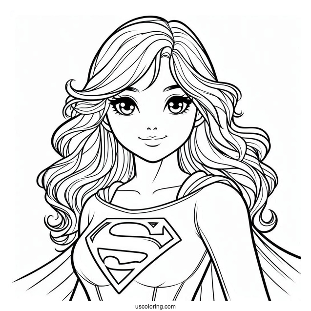 Simple Supergirl Coloring Page For Kids
