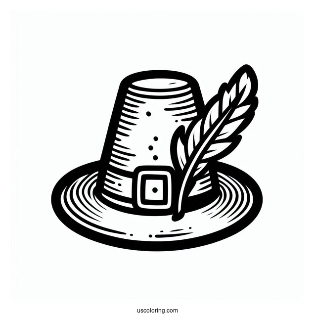 Pilgrim Coloring Page Hat Outline For Preschoolers