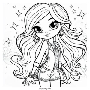 Shimmer And Shine Coloring Page Leah In Casual Clothes For Kids