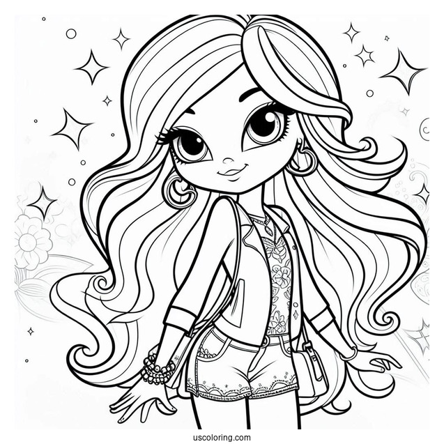 Shimmer And Shine Coloring Page Leah In Casual Clothes For Kids