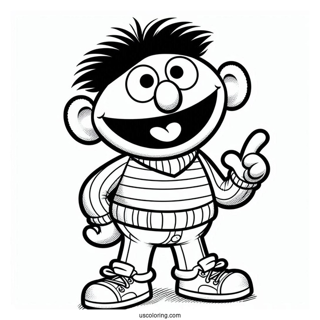 Cute Chibi Ernie Coloring Sheet For Kids
