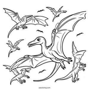 Simple Pterodactyl Coloring Page For Kids