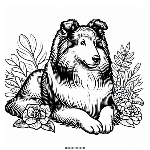 Easy Outline Of Rough Collie To Color