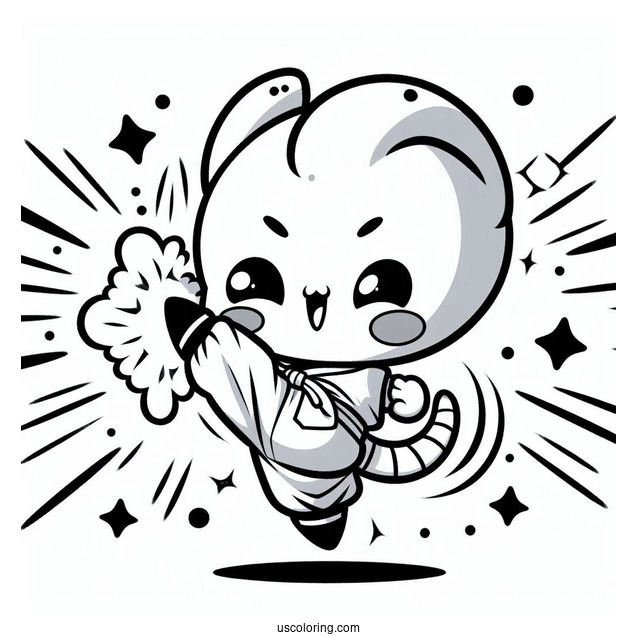 Dragon Ball Z Coloring Page Of Kawaii Chiaotzu High Kick Dragon Ball Z For Kids
