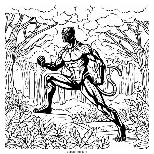 Black Panther In The Forest Coloring In