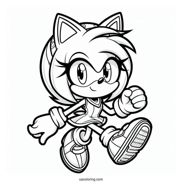 Amy Rose In Super Smash Bros Coloring Sheet