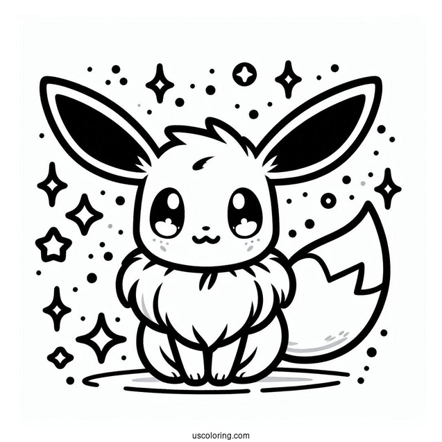 Kawaii Eevee Coloring Page For Kids