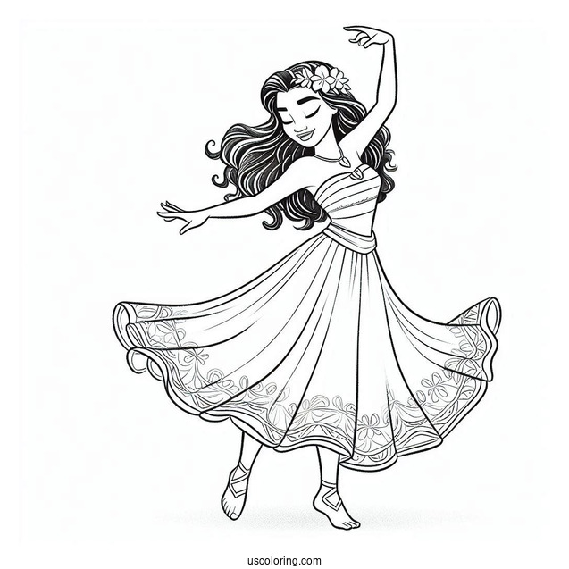 Princess Coloring Page Of Moana Dancing