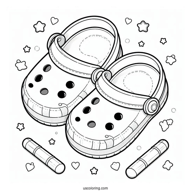 Top View Of Cute Crocs Coloring In