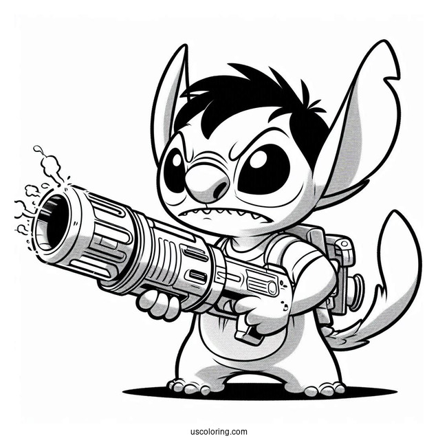 Lilo & Stitch Coloring Page Of Angry Leroy Holding Plasma Blaster