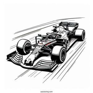 F1 Coloring Page Red Bull Racing RB18 On Race Track