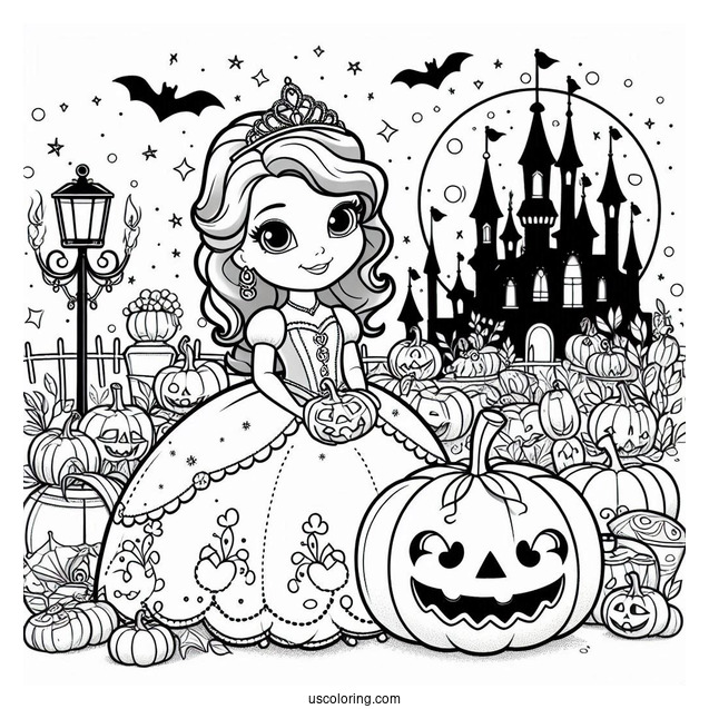 Sofia The First Coloring Page Of Halloween Ball